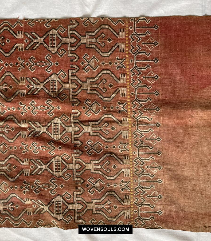 1651 Antique Iban Pua Kumbu Sungkit Singkit Woven Textile with Human Figures-WOVENSOULS Antique Textiles & Art Gallery