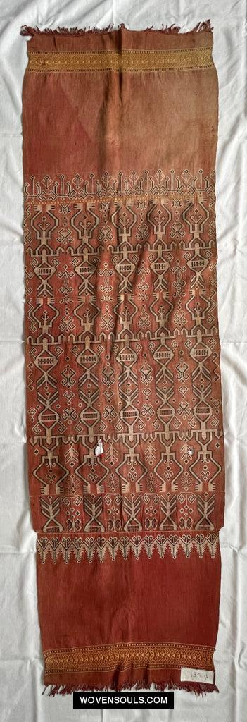 1651 Antique Iban Pua Kumbu Sungkit Singkit Woven Textile with Human Figures-WOVENSOULS Antique Textiles & Art Gallery