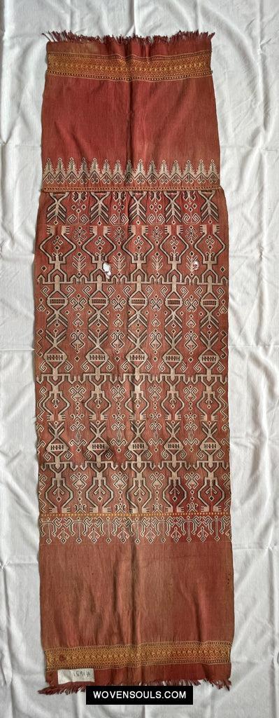 1651 Antique Iban Pua Kumbu Sungkit Singkit Woven Textile with Human Figures-WOVENSOULS Antique Textiles & Art Gallery