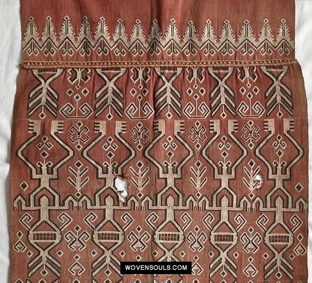 1651 Antique Iban Pua Kumbu Sungkit Singkit Woven Textile with Human Figures-WOVENSOULS Antique Textiles & Art Gallery