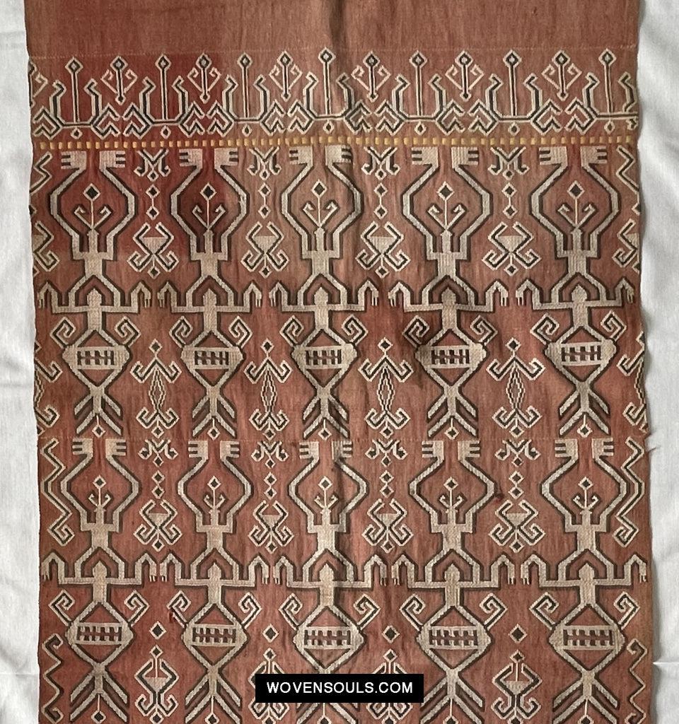 1651 Antique Iban Pua Kumbu Sungkit Singkit Woven Textile with Human Figures-WOVENSOULS Antique Textiles & Art Gallery