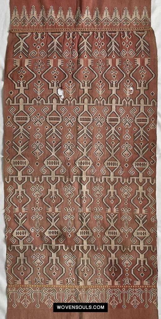 1651 Antique Iban Pua Kumbu Sungkit Singkit Woven Textile with Human Figures-WOVENSOULS Antique Textiles & Art Gallery