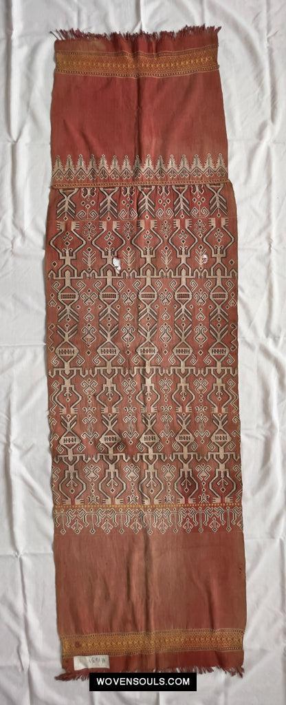 1651 Antique Iban Pua Kumbu Sungkit Singkit Woven Textile with Human Figures-WOVENSOULS Antique Textiles & Art Gallery