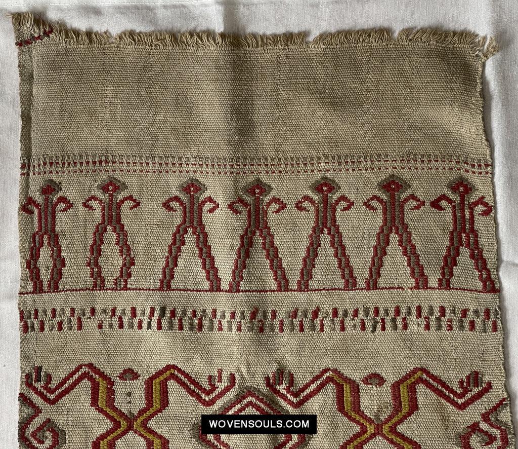 1652 Antique Iban Pua Kumbu Sungkit Singkit Woven Textile with Human Figures - Undyed base-WOVENSOULS Antique Textiles & Art Gallery