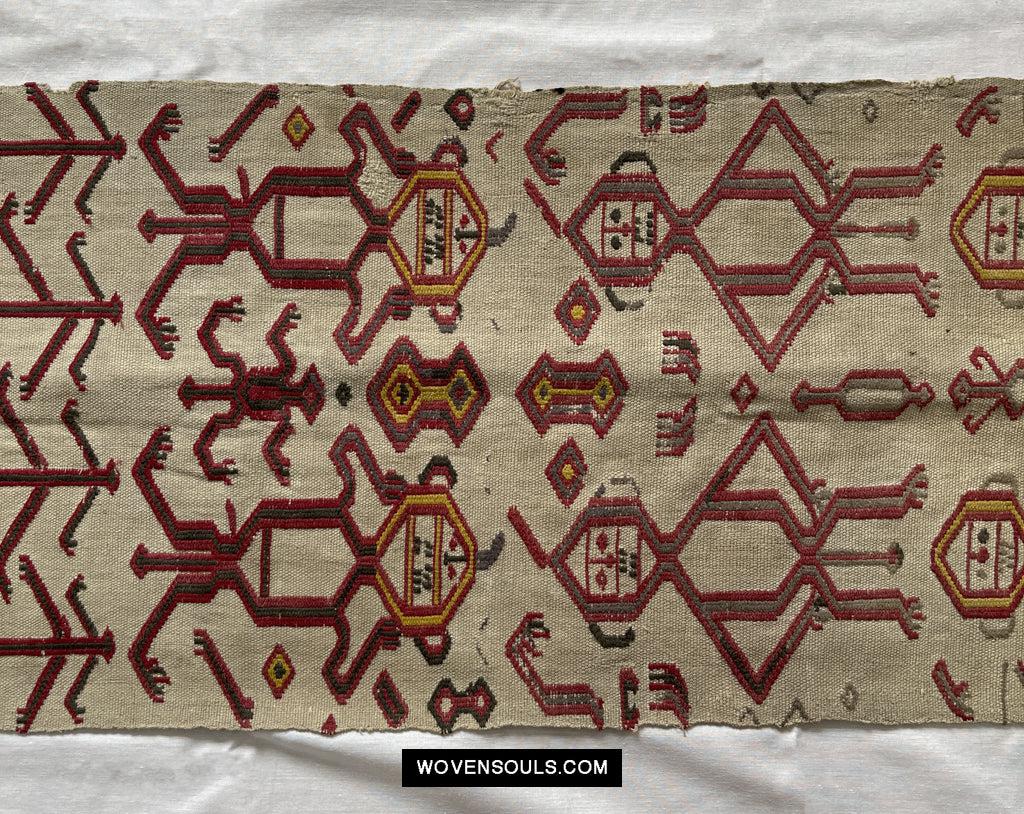 1652 Antique Iban Pua Kumbu Sungkit Singkit Woven Textile with Human Figures - Undyed base-WOVENSOULS Antique Textiles & Art Gallery