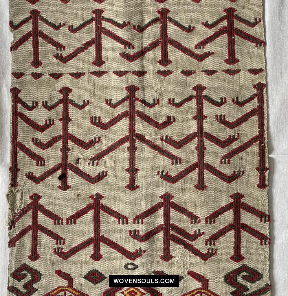 1652 Antique Iban Pua Kumbu Sungkit Singkit Woven Textile with Human Figures - Undyed base-WOVENSOULS Antique Textiles & Art Gallery