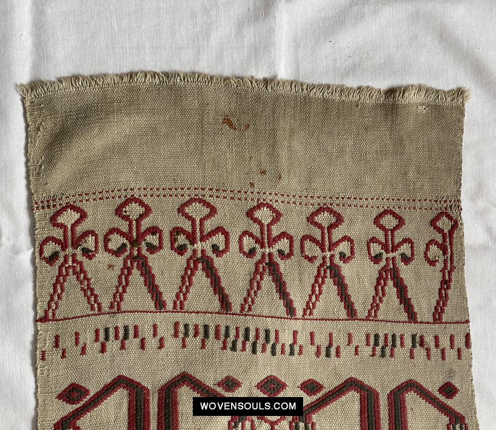 1652 Antique Iban Pua Kumbu Sungkit Singkit Woven Textile with Human Figures - Undyed base-WOVENSOULS Antique Textiles & Art Gallery