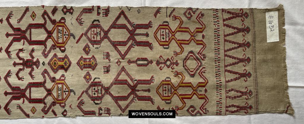 1652 Antique Iban Pua Kumbu Sungkit Singkit Woven Textile with Human Figures - Undyed base-WOVENSOULS Antique Textiles & Art Gallery