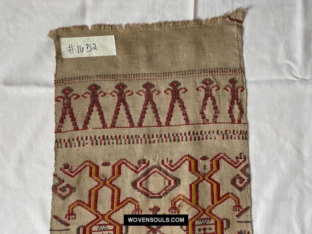 1652 Antique Iban Pua Kumbu Sungkit Singkit Woven Textile with Human Figures - Undyed base-WOVENSOULS Antique Textiles & Art Gallery