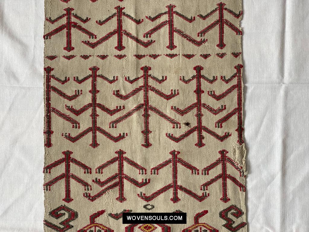 1652 Antique Iban Pua Kumbu Sungkit Singkit Woven Textile with Human Figures - Undyed base-WOVENSOULS Antique Textiles & Art Gallery