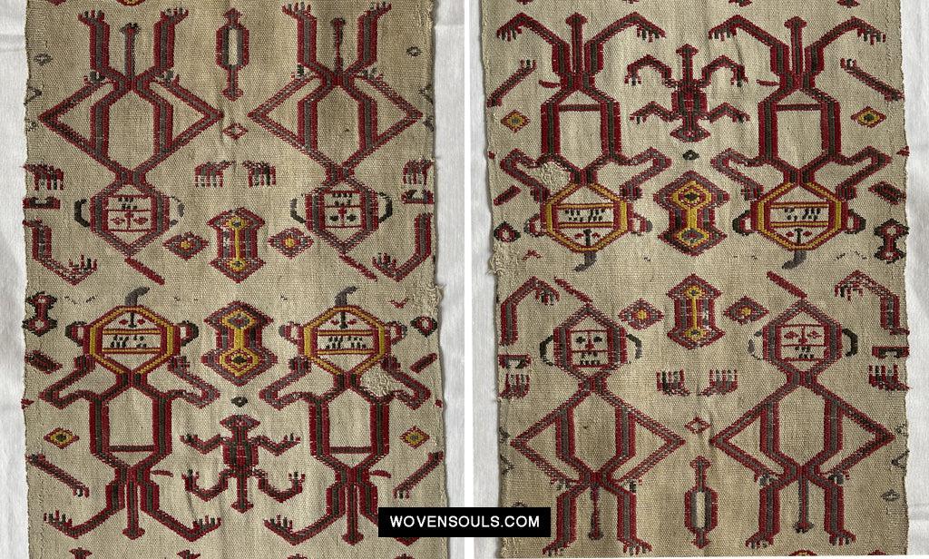 1652 Antique Iban Pua Kumbu Sungkit Singkit Woven Textile with Human Figures - Undyed base-WOVENSOULS Antique Textiles & Art Gallery