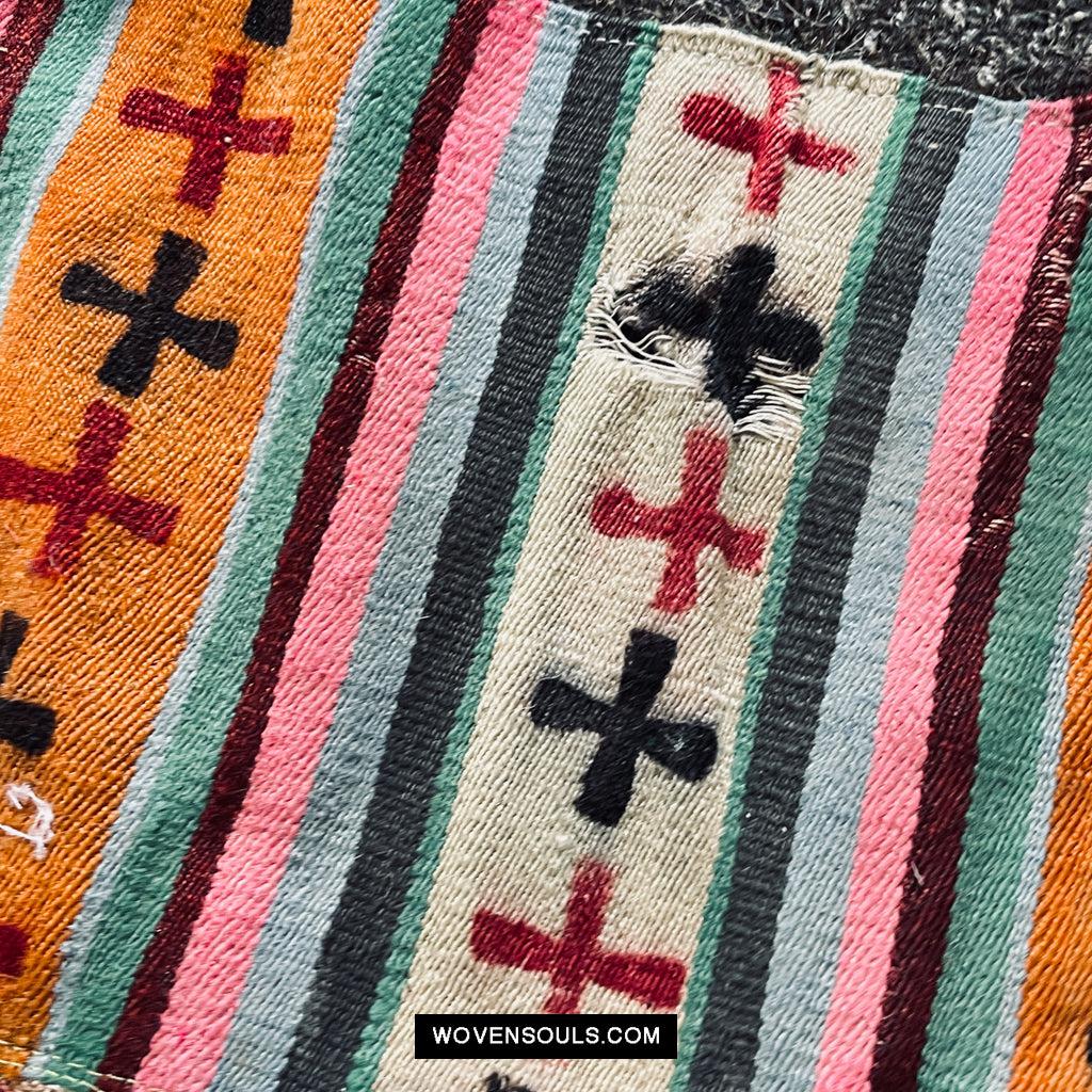 1657 Small Vintage Tibetan Nomadic Animal Blanket-WOVENSOULS Antique Textiles & Art Gallery