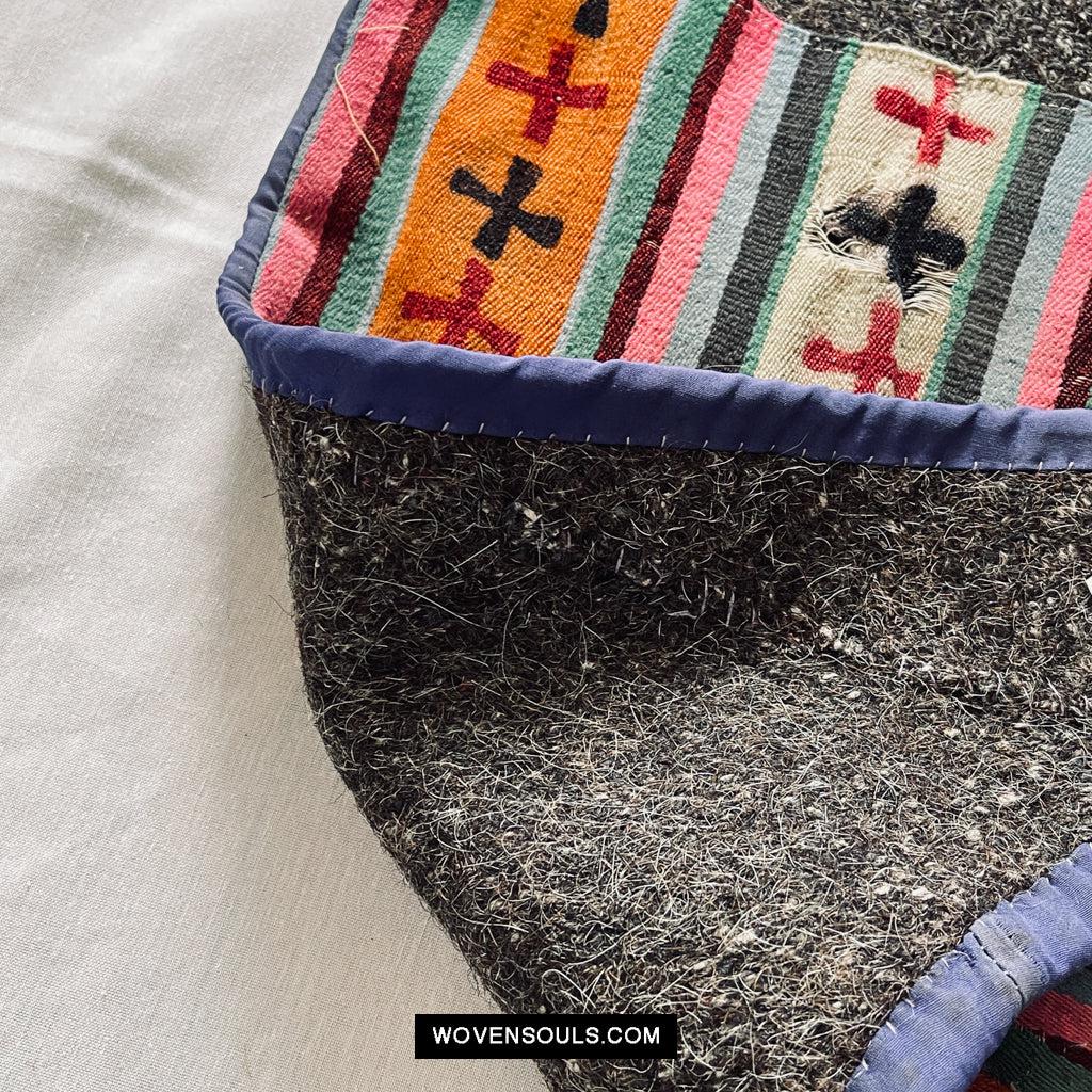 1657 Small Vintage Tibetan Nomadic Animal Blanket-WOVENSOULS Antique Textiles & Art Gallery