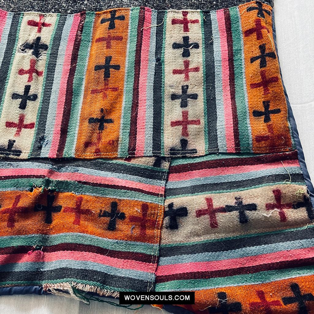 1657 Small Vintage Tibetan Nomadic Animal Blanket-WOVENSOULS Antique Textiles & Art Gallery