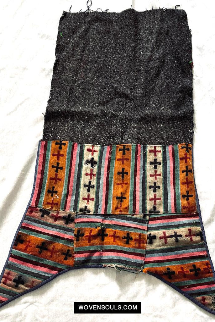 1657 Small Vintage Tibetan Nomadic Animal Blanket-WOVENSOULS Antique Textiles & Art Gallery