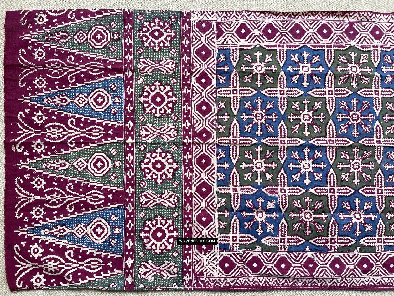 1661 Vintage Batik Textile with Patola Motif-WOVENSOULS Antique Textiles & Art Gallery