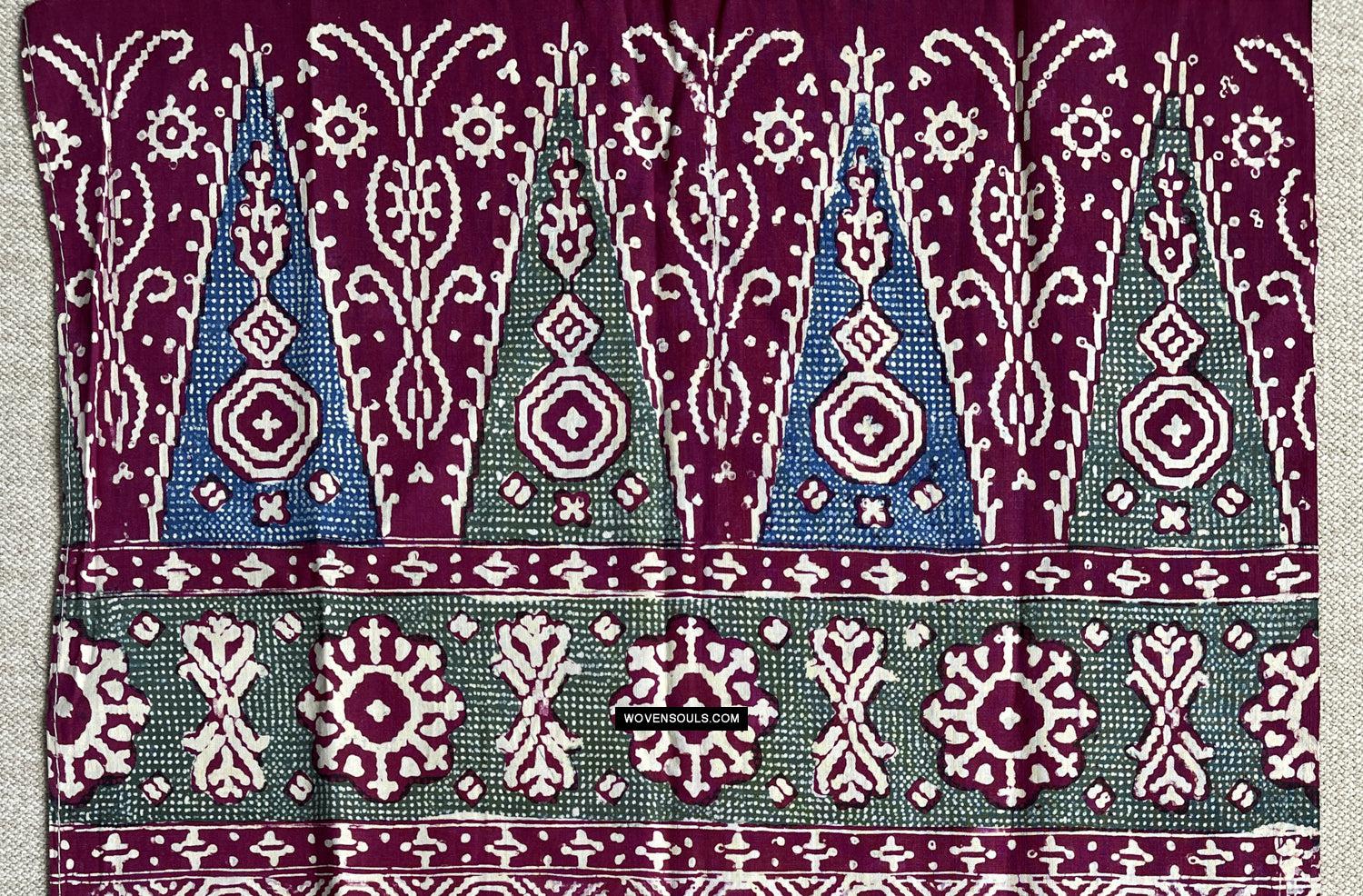 1661 Vintage Batik Textile with Patola Motif-WOVENSOULS Antique Textiles & Art Gallery