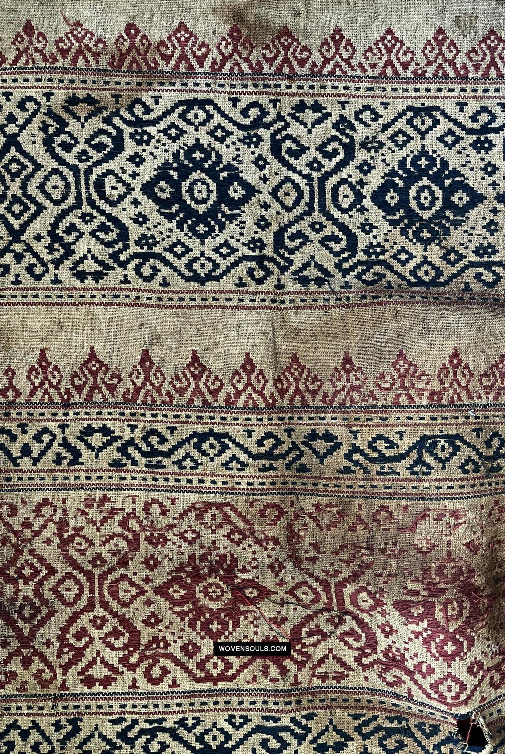 1662 Rare Balinese Motif Tampan Shipcloth Textile-WOVENSOULS Antique Textiles & Art Gallery