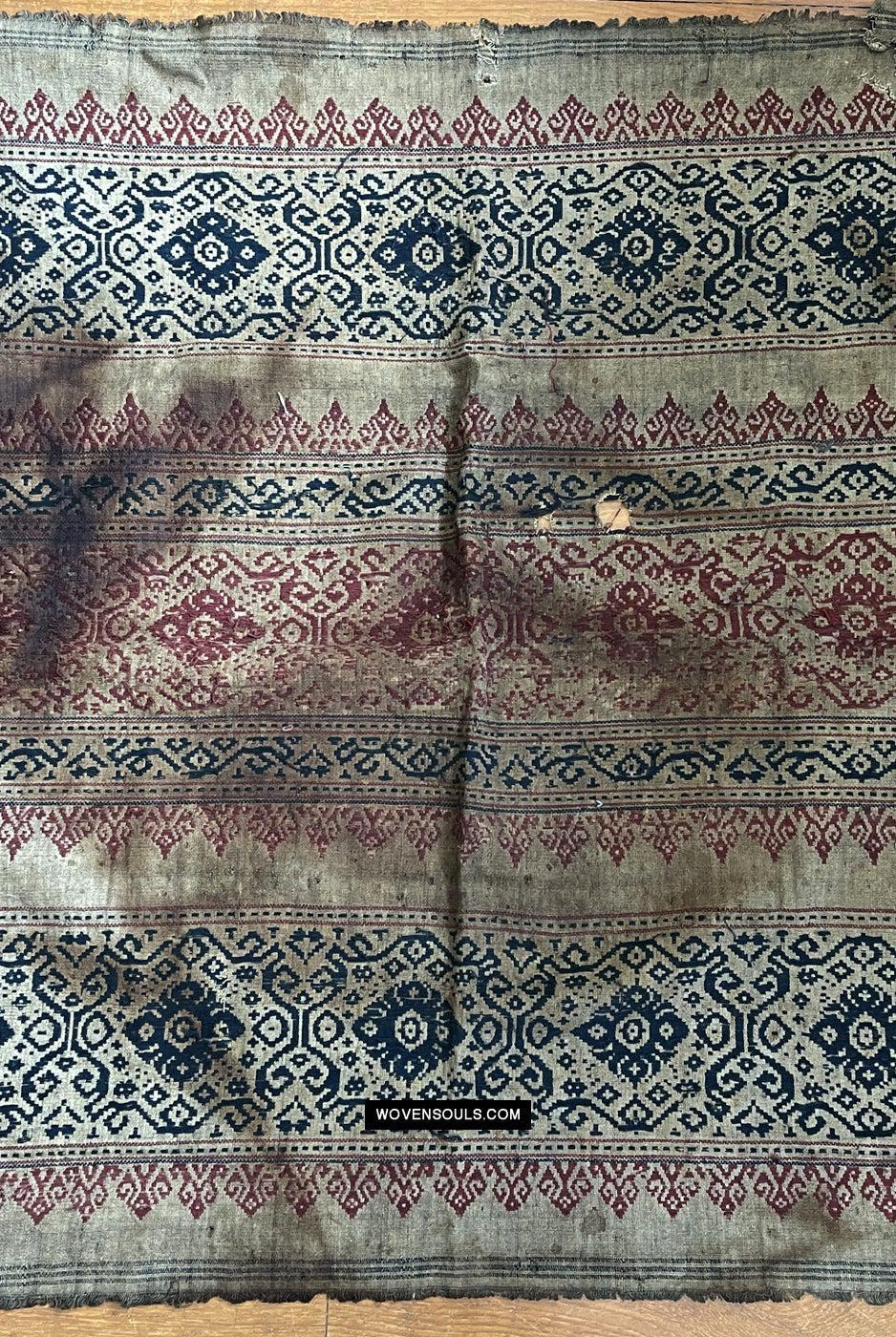 1662 Rare Balinese Motif Tampan Shipcloth Textile-WOVENSOULS Antique Textiles & Art Gallery