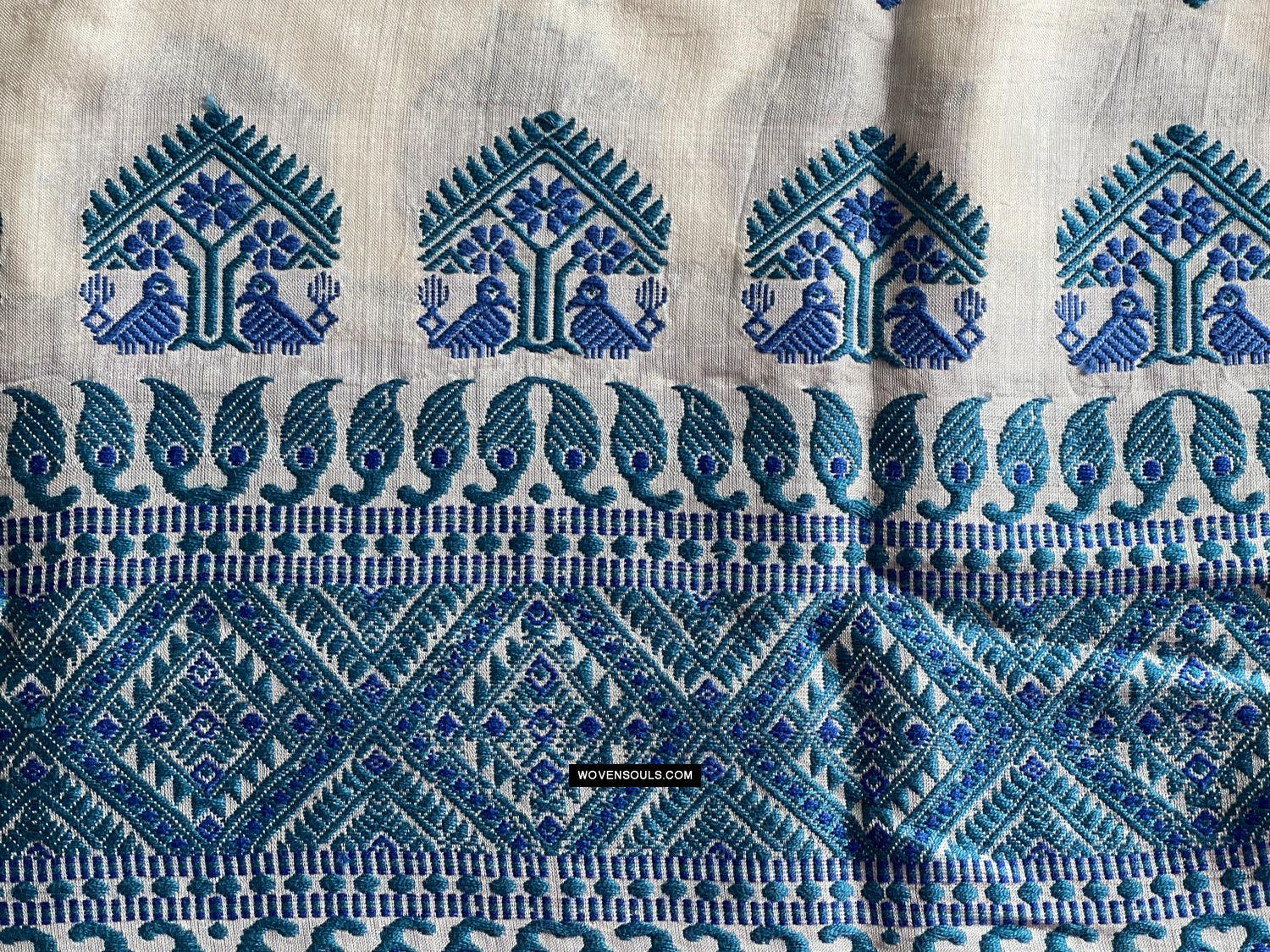 1668 Handwoven Silk Assamese Scarf - Recently Made-WOVENSOULS Antique Textiles & Art Gallery