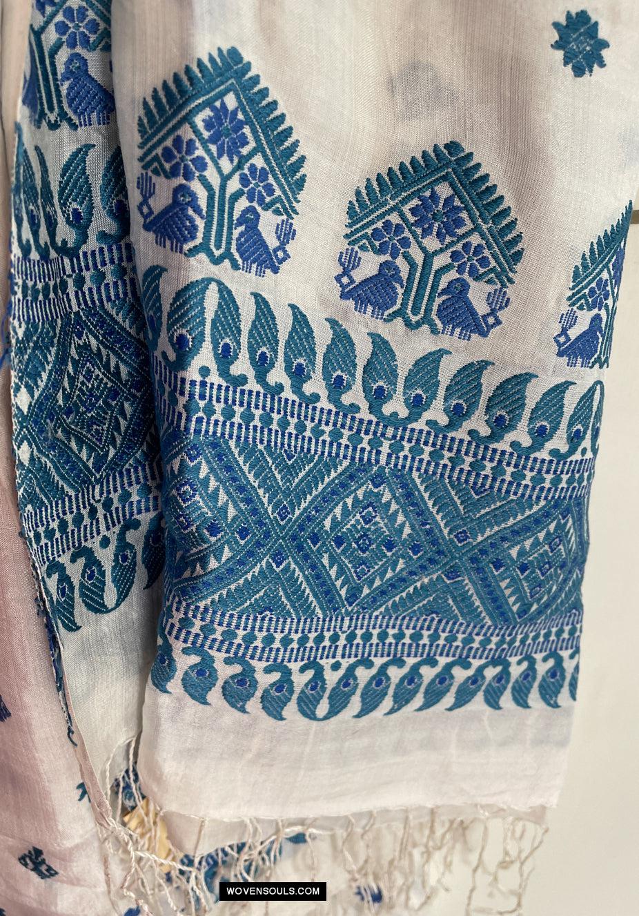 1668 Handwoven Silk Assamese Scarf - Recently Made-WOVENSOULS Antique Textiles & Art Gallery