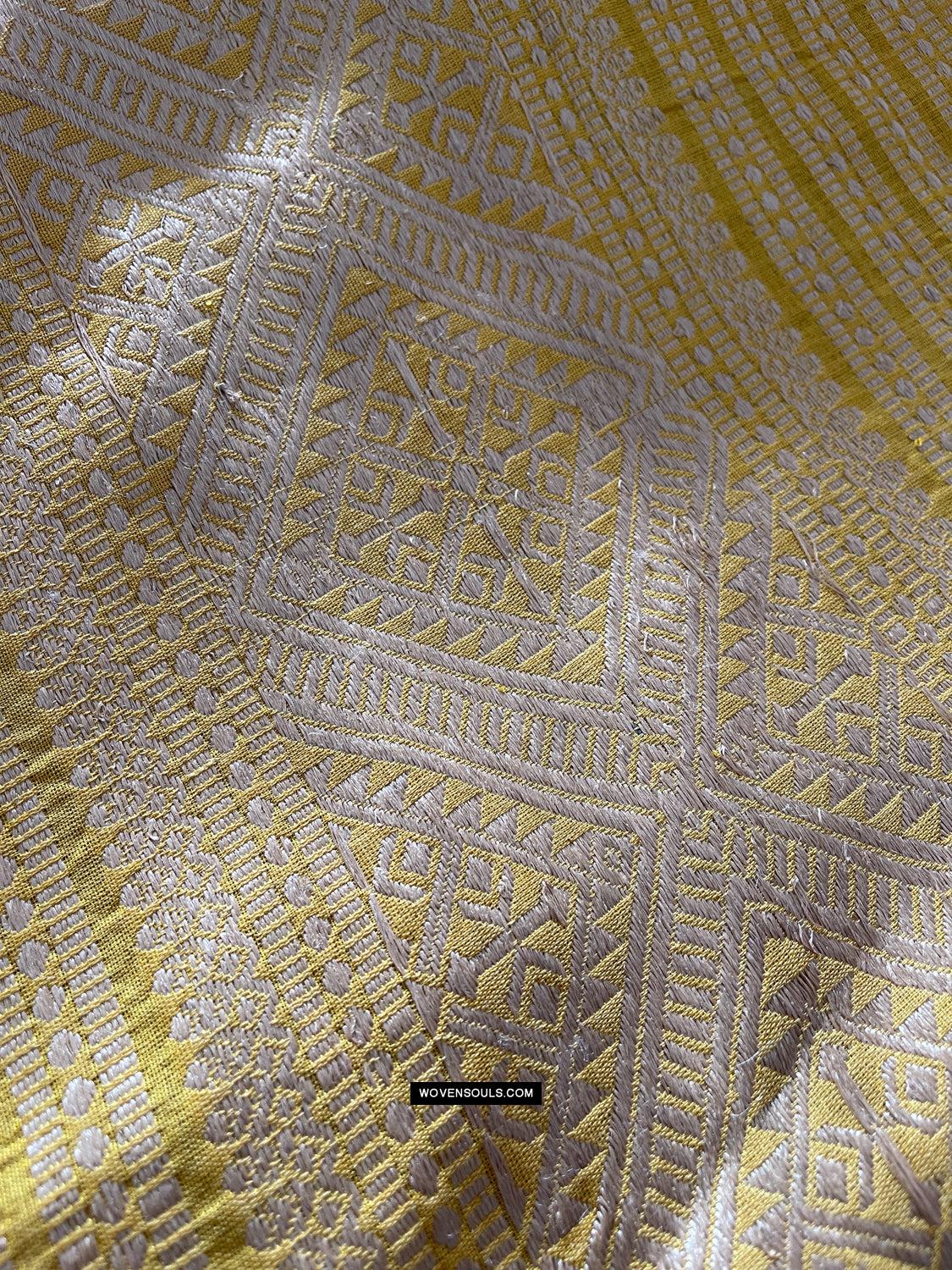1669 SOLD Handwoven Yellow Silk Assamese Sari Saree - Recently Made-WOVENSOULS Antique Textiles & Art Gallery
