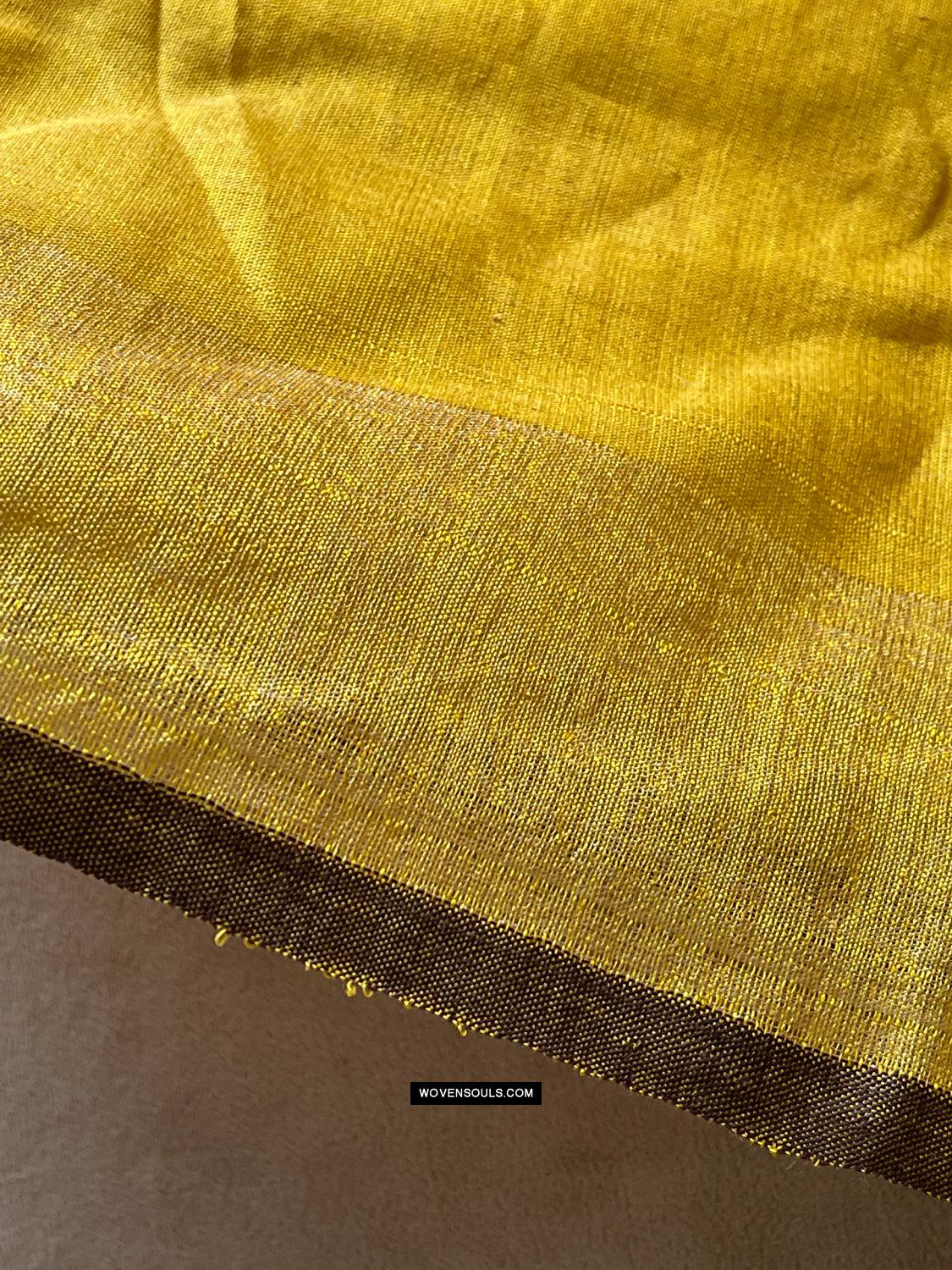 1669 SOLD Handwoven Yellow Silk Assamese Sari Saree - Recently Made-WOVENSOULS Antique Textiles & Art Gallery