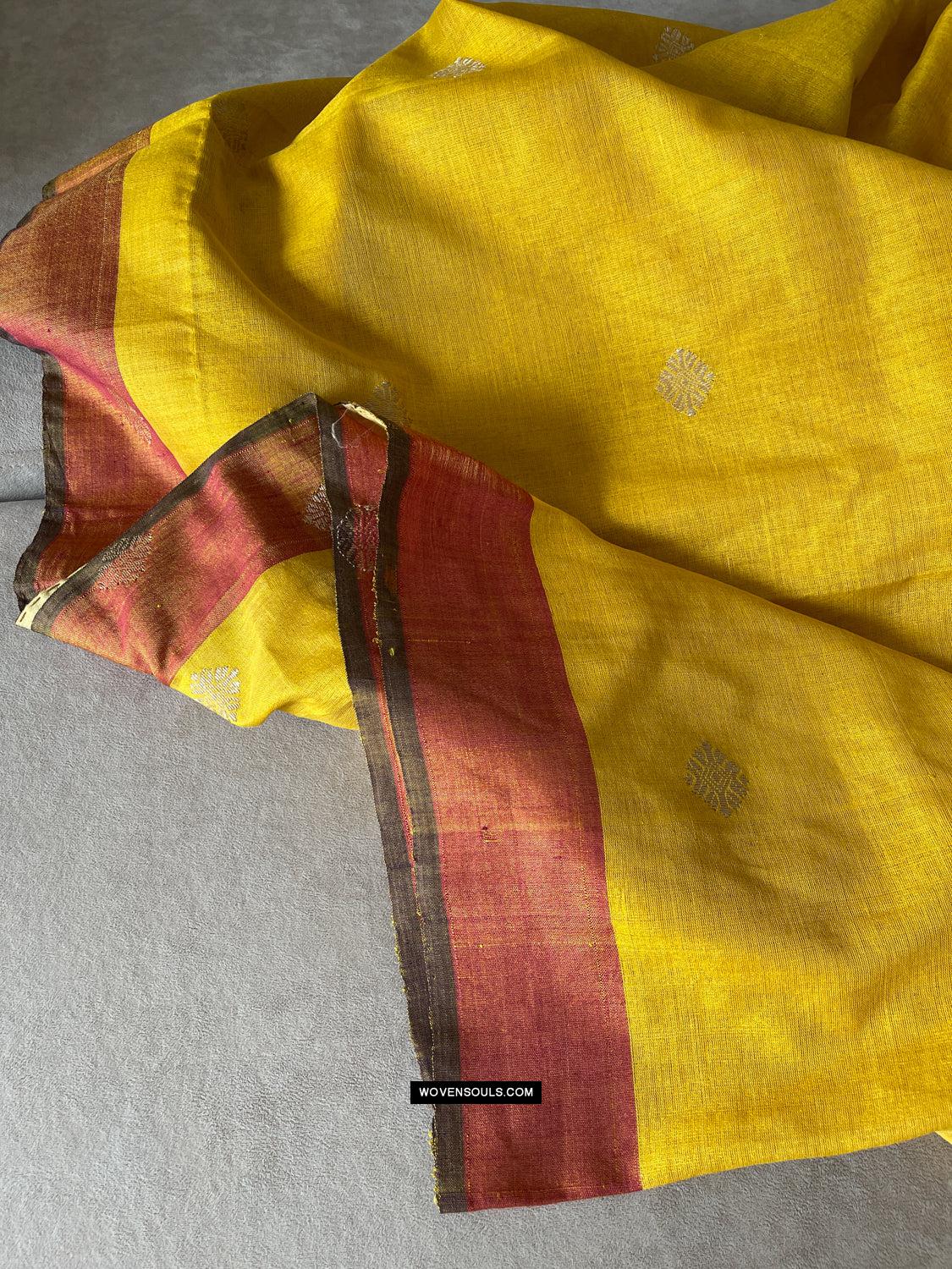 1669 SOLD Handwoven Yellow Silk Assamese Sari Saree - Recently Made-WOVENSOULS Antique Textiles & Art Gallery