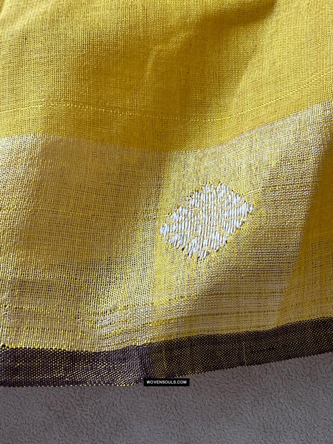 1669 SOLD Handwoven Yellow Silk Assamese Sari Saree - Recently Made-WOVENSOULS Antique Textiles & Art Gallery