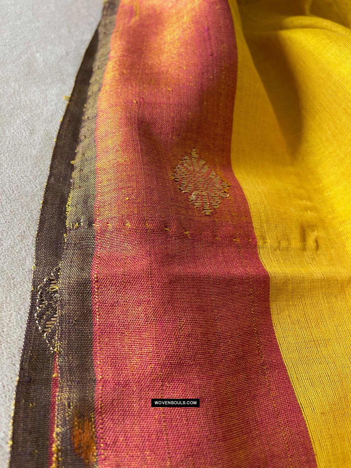1669 SOLD Handwoven Yellow Silk Assamese Sari Saree - Recently Made-WOVENSOULS Antique Textiles & Art Gallery