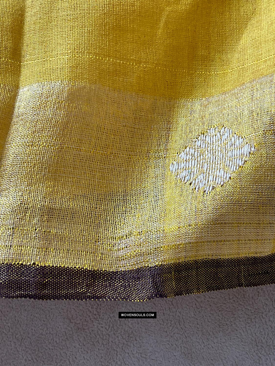 1669 SOLD Handwoven Yellow Silk Assamese Sari Saree - Recently Made-WOVENSOULS Antique Textiles & Art Gallery