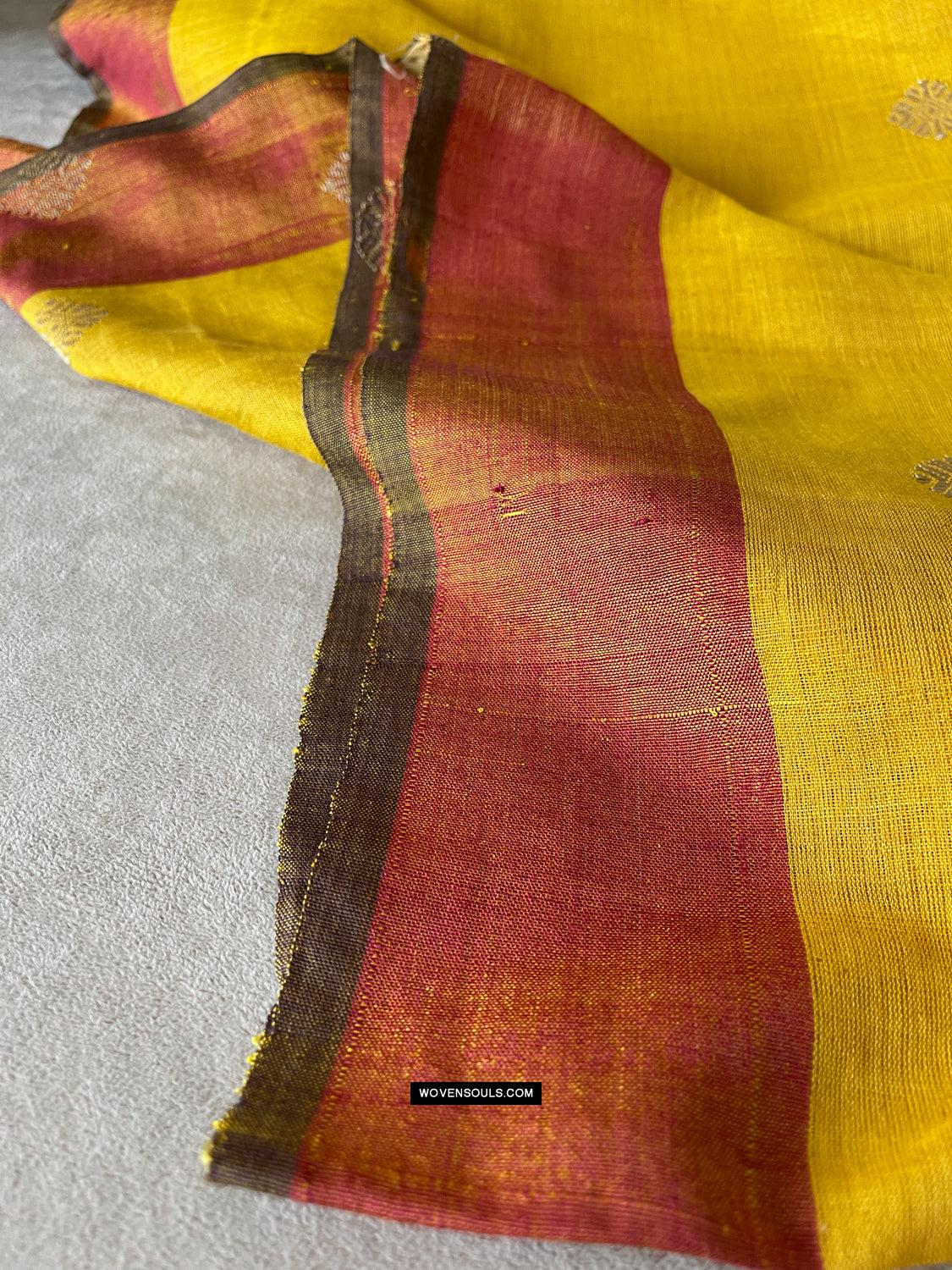 1669 SOLD Handwoven Yellow Silk Assamese Sari Saree - Recently Made-WOVENSOULS Antique Textiles & Art Gallery