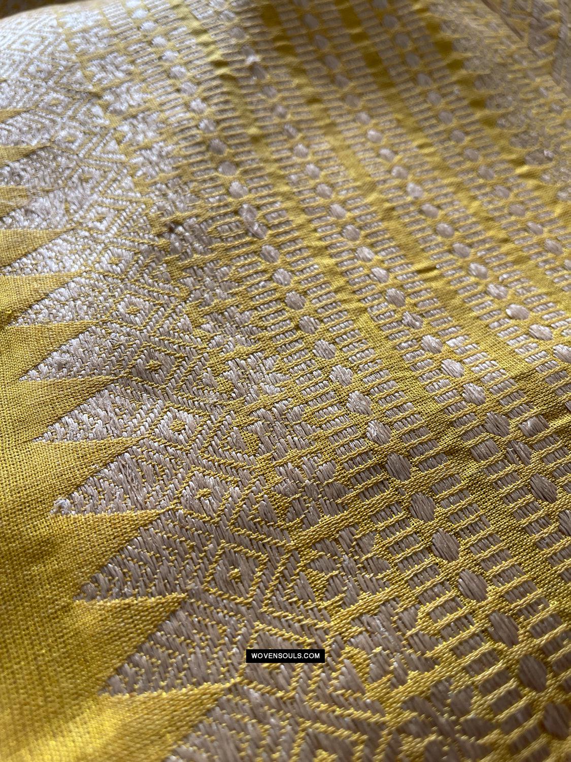 1669 SOLD Handwoven Yellow Silk Assamese Sari Saree - Recently Made-WOVENSOULS Antique Textiles & Art Gallery
