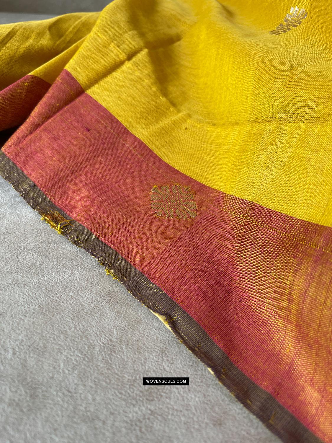 1669 SOLD Handwoven Yellow Silk Assamese Sari Saree - Recently Made-WOVENSOULS Antique Textiles & Art Gallery