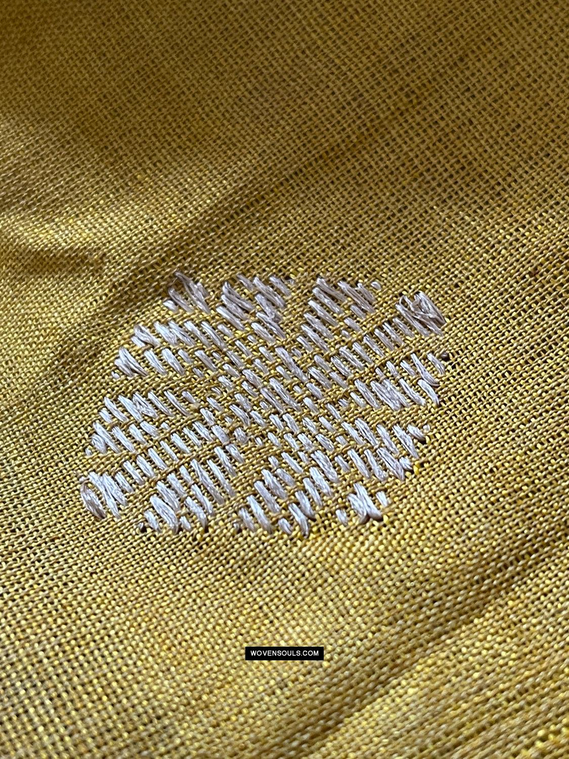 1669 SOLD Handwoven Yellow Silk Assamese Sari Saree - Recently Made-WOVENSOULS Antique Textiles & Art Gallery