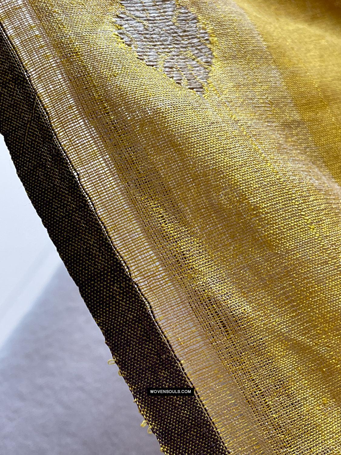 1669 SOLD Handwoven Yellow Silk Assamese Sari Saree - Recently Made-WOVENSOULS Antique Textiles & Art Gallery