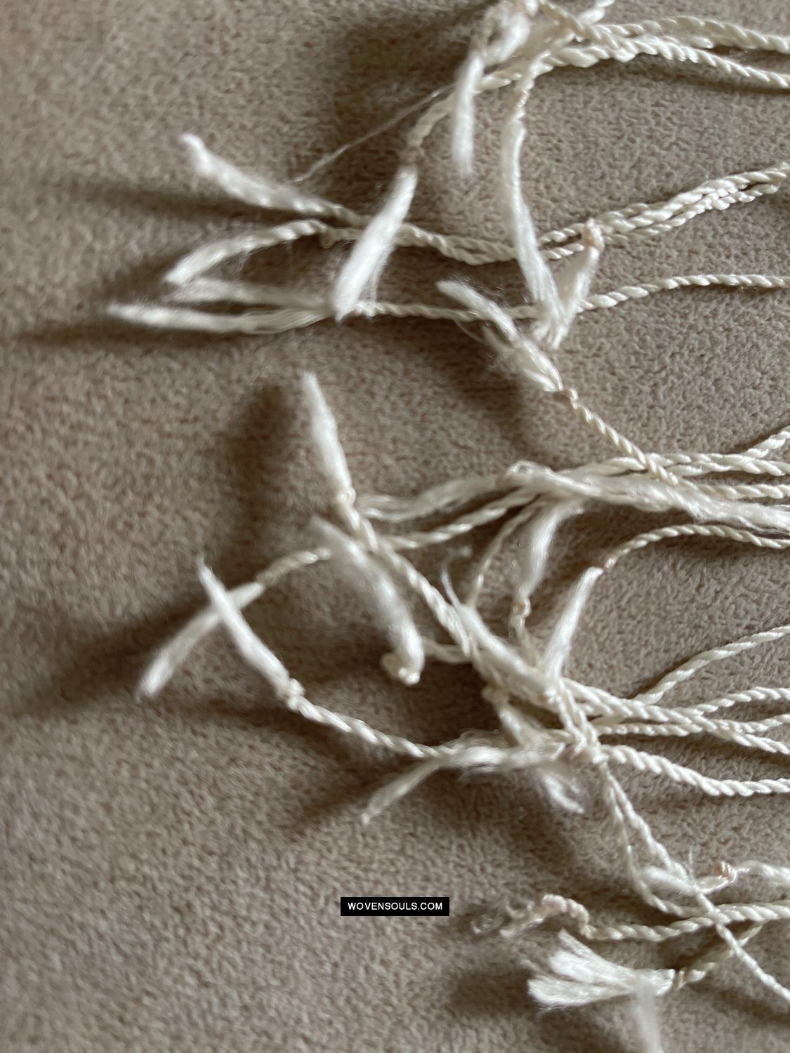 1670 Handwoven Silk Assamese Scarf - White + Gold - Recently Made-WOVENSOULS Antique Textiles & Art Gallery