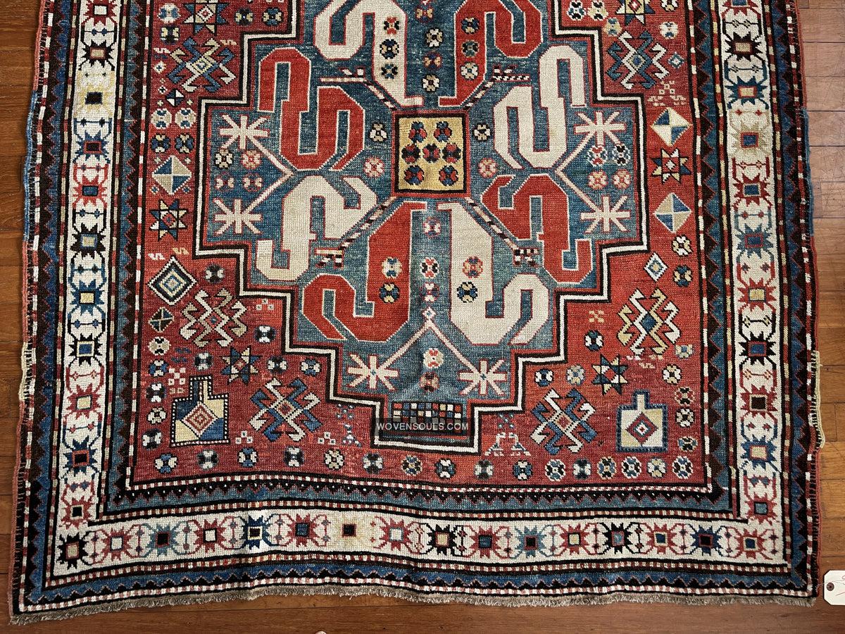 1671 Antique Cloudband Kazak Rug with Human Motifs-WOVENSOULS Antique Textiles & Art Gallery