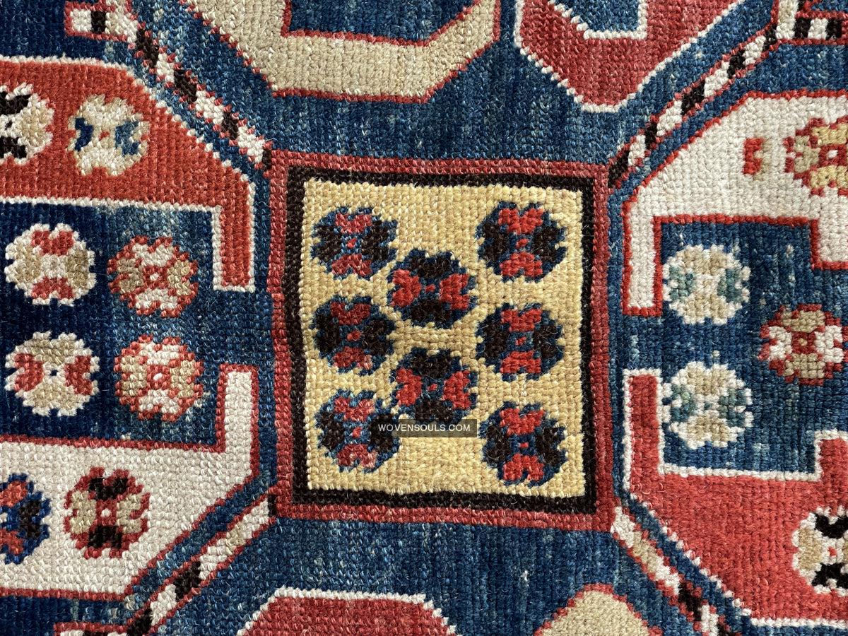 1671 Antique Cloudband Kazak Rug with Human Motifs-WOVENSOULS Antique Textiles & Art Gallery