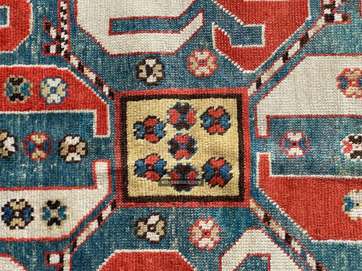 1671 Antique Cloudband Kazak Rug with Human Motifs-WOVENSOULS Antique Textiles & Art Gallery
