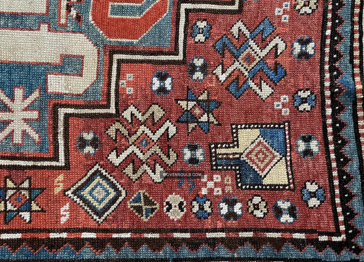 1671 Antique Cloudband Kazak Rug with Human Motifs-WOVENSOULS Antique Textiles & Art Gallery