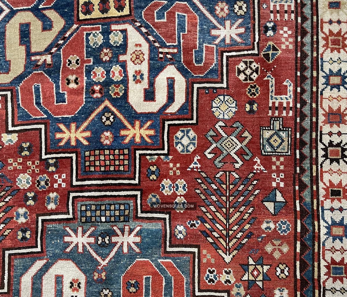 1671 Antique Cloudband Kazak Rug with Human Motifs-WOVENSOULS Antique Textiles & Art Gallery