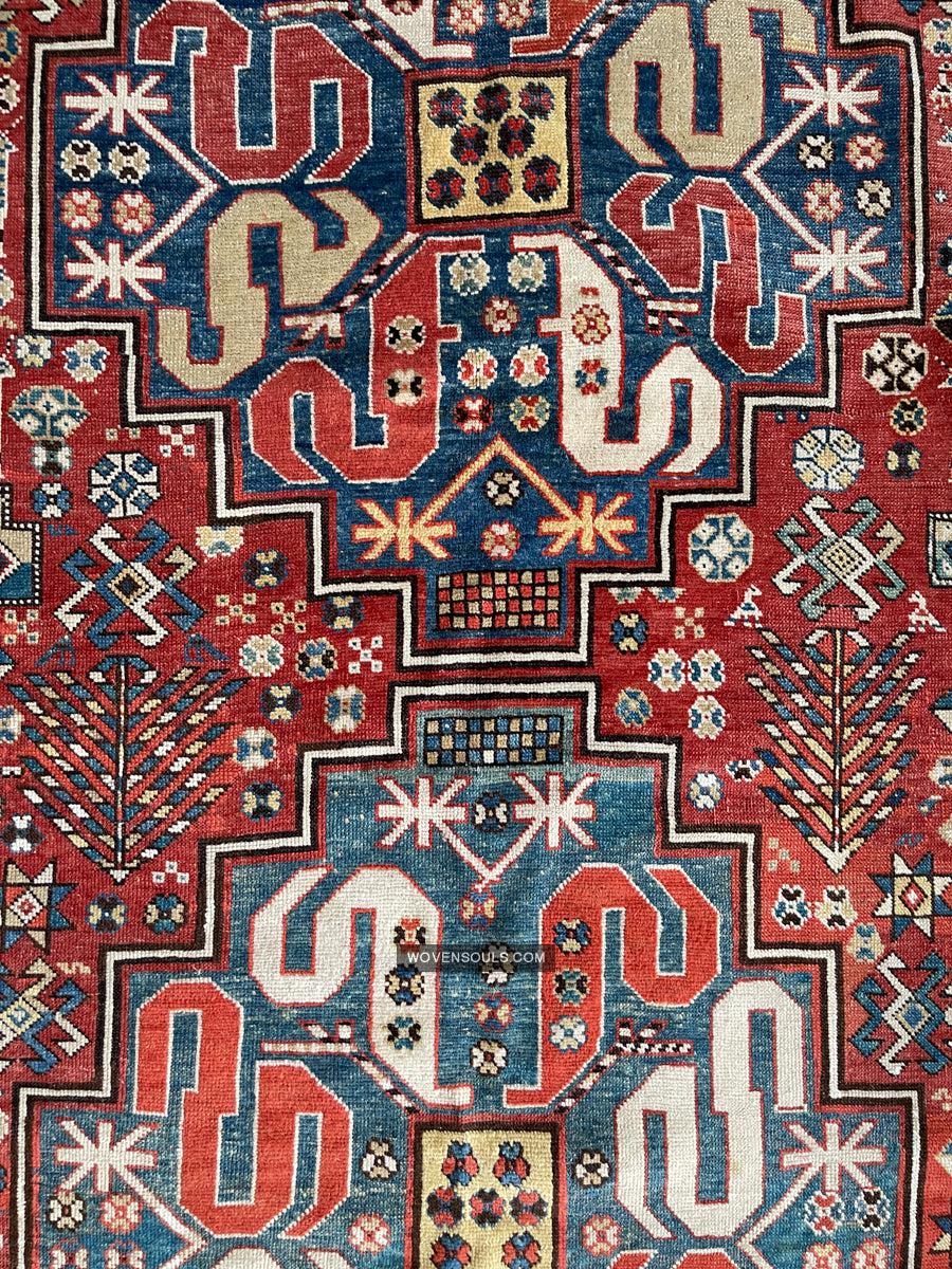 1671 Antique Cloudband Kazak Rug with Human Motifs-WOVENSOULS Antique Textiles & Art Gallery