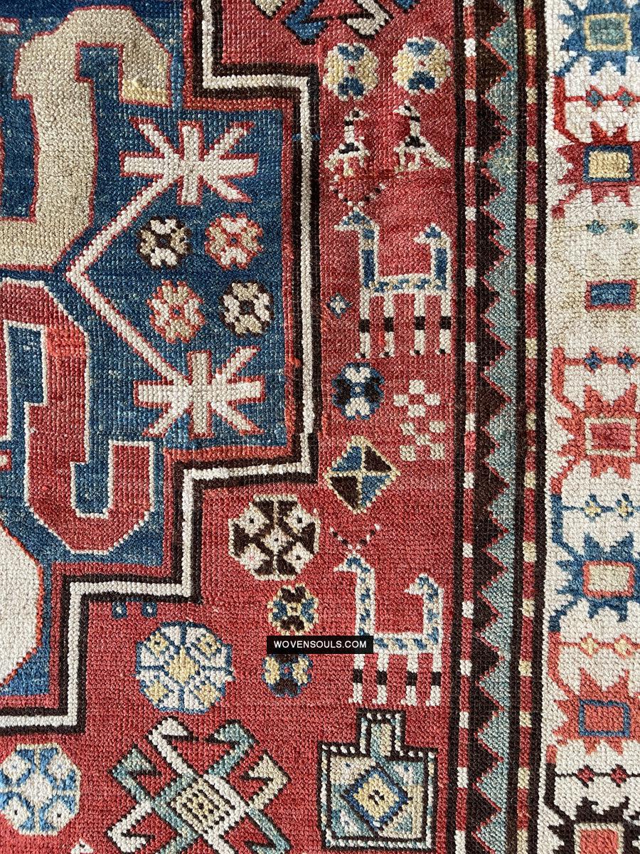 1671 Antique Cloudband Kazak Rug with Human Motifs-WOVENSOULS Antique Textiles & Art Gallery