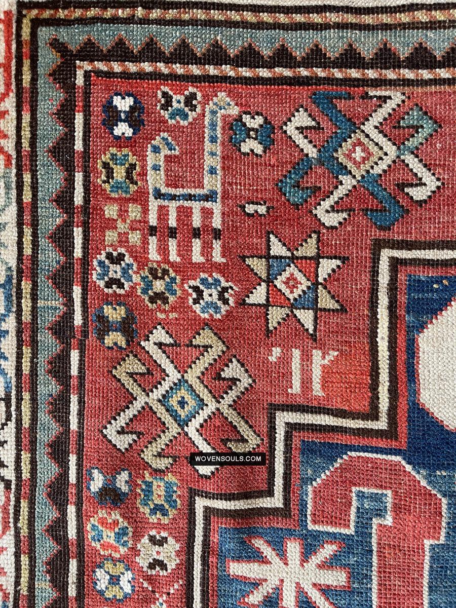 1671 Antique Cloudband Kazak Rug with Human Motifs-WOVENSOULS Antique Textiles & Art Gallery