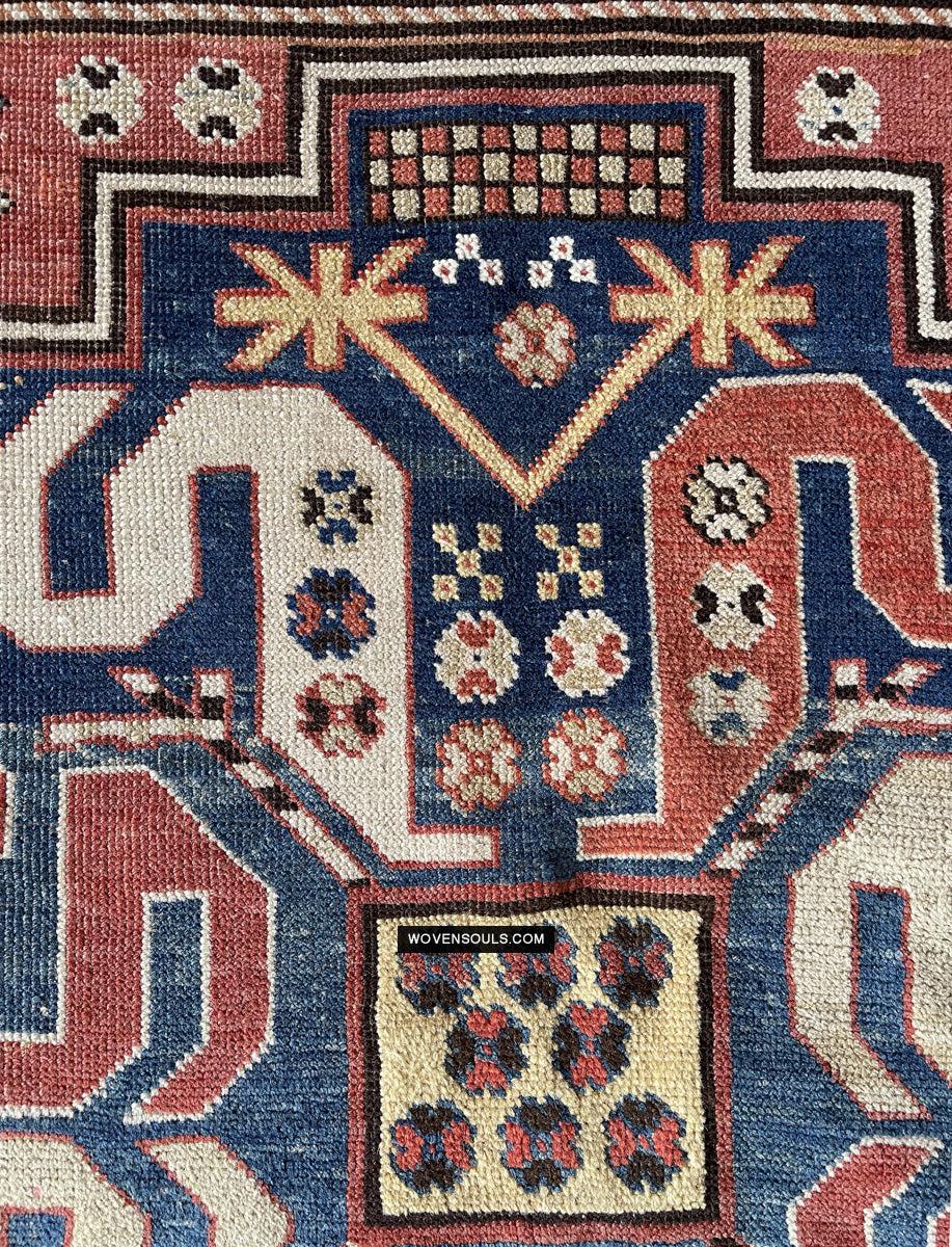 1671 Antique Cloudband Kazak Rug with Human Motifs-WOVENSOULS Antique Textiles & Art Gallery