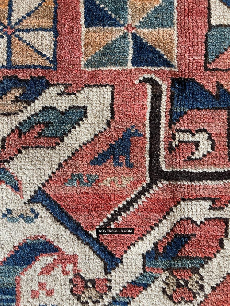 1672 Antique Chelaberd Eagle Kazak Rug with Human Motifs-WOVENSOULS Antique Textiles & Art Gallery