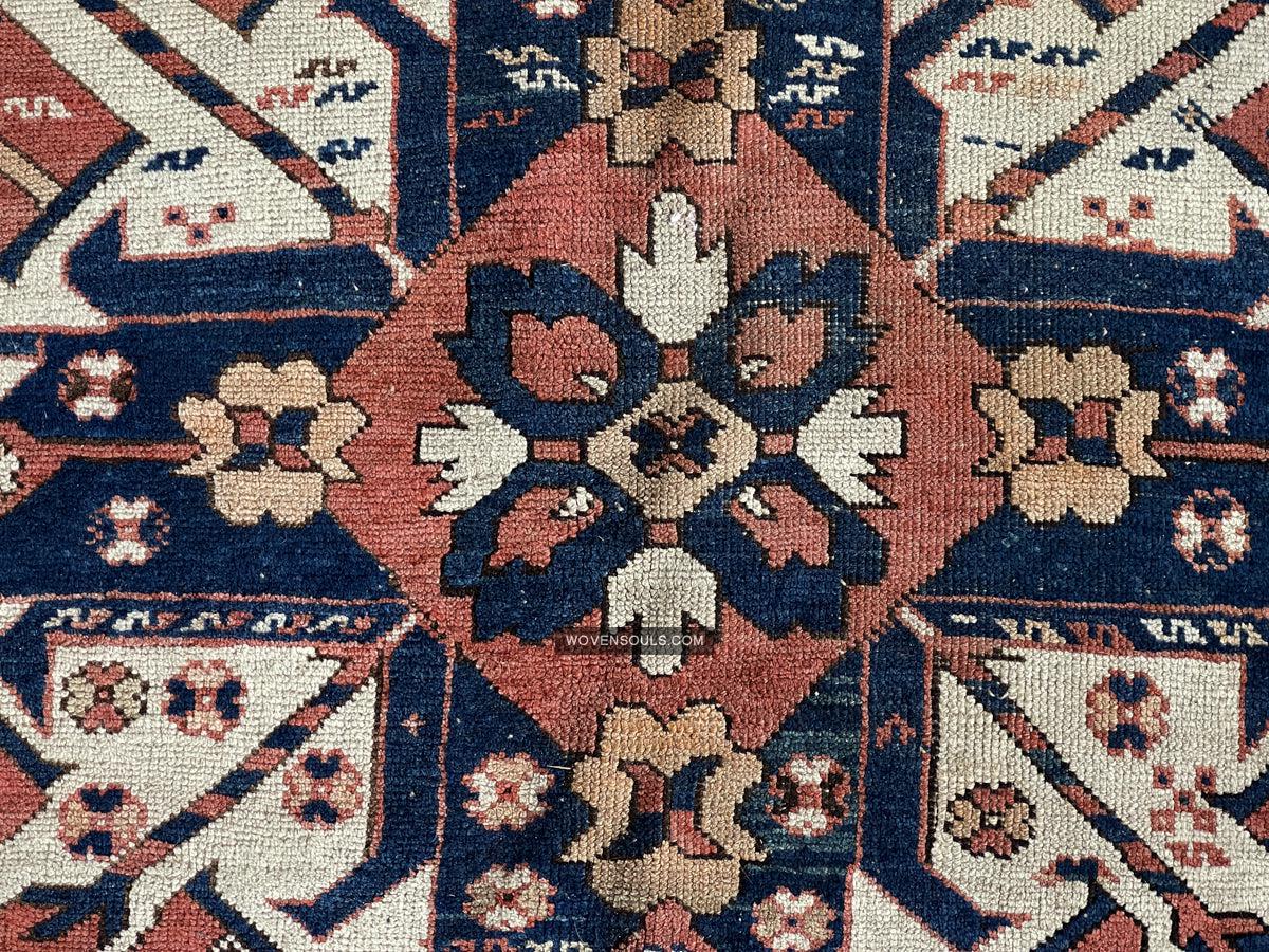 1672 Antique Chelaberd Eagle Kazak Rug with Human Motifs-WOVENSOULS Antique Textiles & Art Gallery