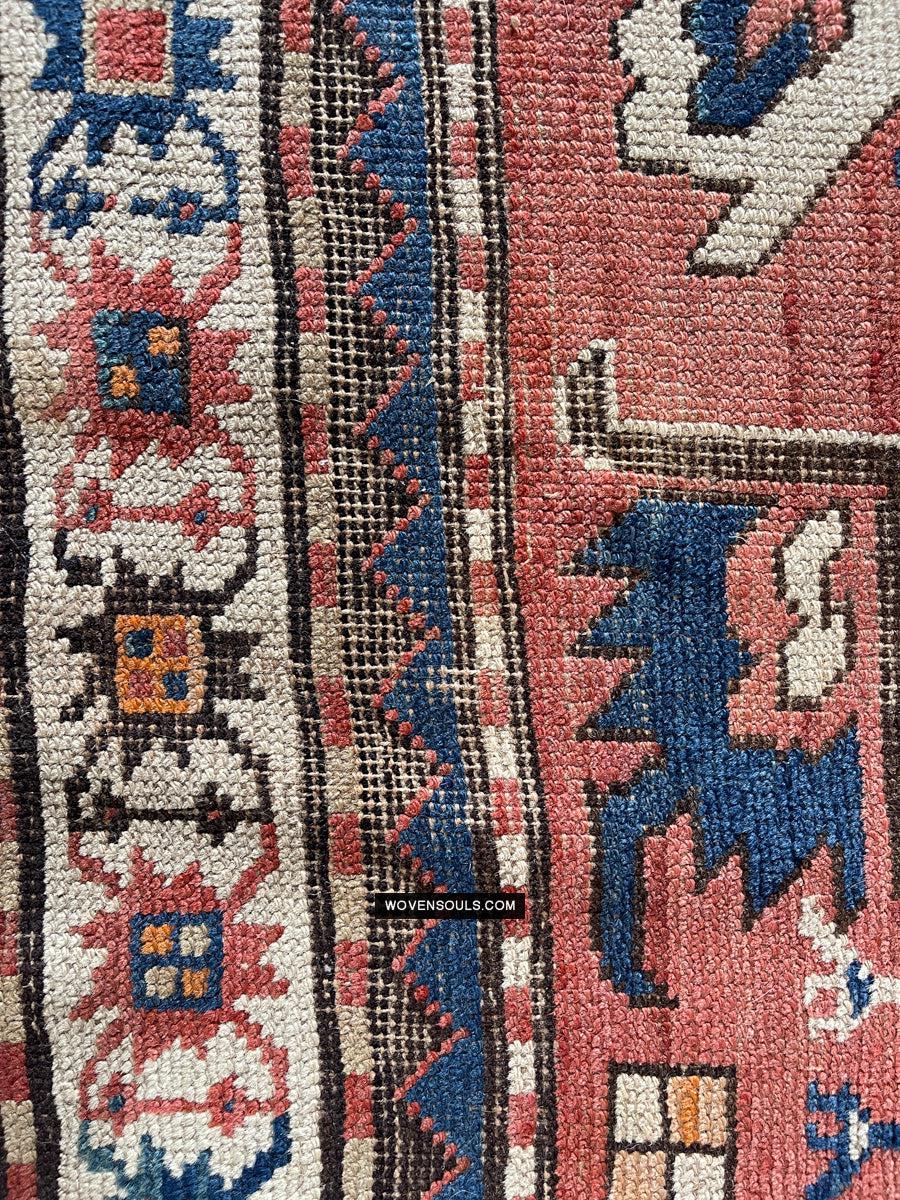 1672 Antique Chelaberd Eagle Kazak Rug with Human Motifs-WOVENSOULS Antique Textiles & Art Gallery