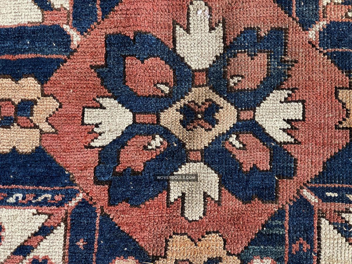 1672 Antique Chelaberd Eagle Kazak Rug with Human Motifs-WOVENSOULS Antique Textiles & Art Gallery